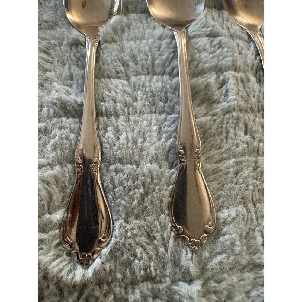 Oneidacraft Deluxe Chateau Stainless Steel Youth Flatware Spoon 1970s Includes 3